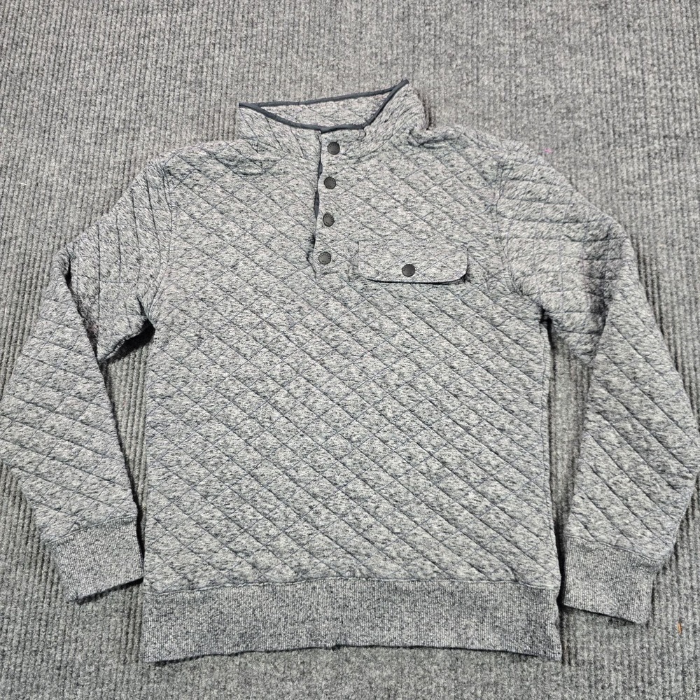 Faherty Jacket Mens XS Gray Epic Quilted Fleece Pullover Snap Thermal Knit